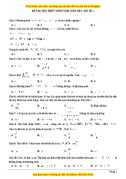 Đề thi thử THPT Quốc Gia môn Toán có đáp án (đề 1 ) - thầy Nguyễn Phụ Hoàng Lân