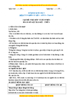 Giáo án Bài 29: Bề mặt trái đất Tự nhiên và xã hội lớp 3 Chân trời sáng tạo