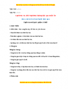 Giáo án Dấu của tam thức bậc 2 Toán 10 Chân trời sáng tạo