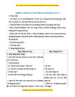 Giáo án Đạo đức 1 Chân trời sáng tạo Phòng, tránh tai nạn trong sinh hoạt