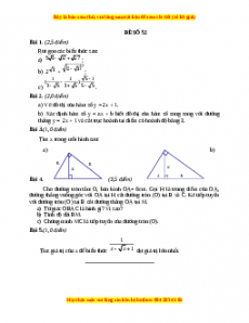 Đề thi Toán 9 học kì 1 năm 2022 - 2023 - Đề 52