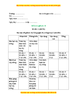 Giáo án Kiểm tra giữa học kì 2 Công nghệ 10 Cánh diều