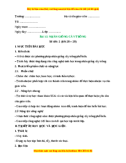 Giáo án Công nghệ 10 (Kết nối tri thức) Bài 13: Nhân giống cây trồng