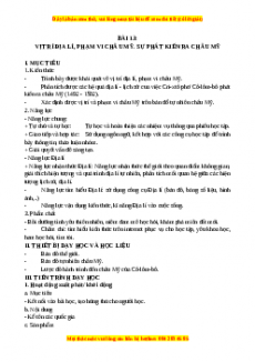 Giáo án Bài 13 Địa lí 7 Cánh diều (2024): Vị trí địa lí, phạm vi Châu Mỹ. Sự phát kiến ra Châu Mỹ