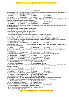 Đề thi trắc nghiệm Tiếng anh 10 năm 2022 - 2023 (Đề 17)