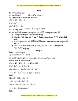 Đề thi giữa kì 1 Toán 8 năm 2023 - Đề 59