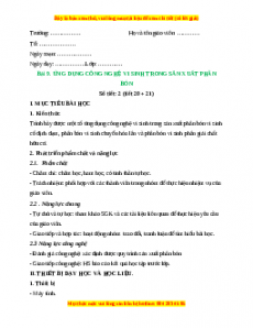 Giáo án Công nghệ 10 (Kết nối tri thức) Bài 9: Ứng dụng công nghệ vi sinh trong sản xuất phân bón