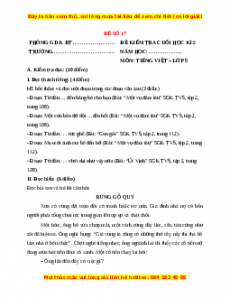 Đề thi cuối kì 2 Tiếng Việt lớp 5 năm 2023 (Đề 37)