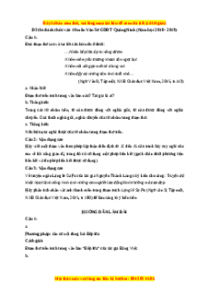 Đề thi tuyển sinh chính thức vào 10 môn Ngữ Văn năm 2018 - 2019 có đáp án - Sở GDĐT Quảng Ninh