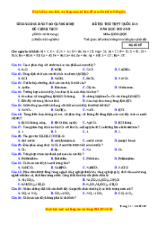 Đề thi thử Hóa học Sở Quảng Bình năm 2023