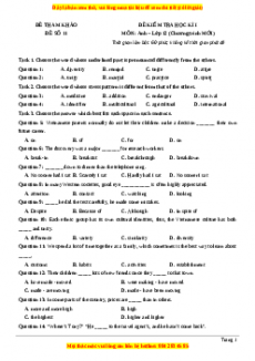 Đề thi học kì 1 Tiếng anh 12 năm 2022 - 2023 (Đề 11)