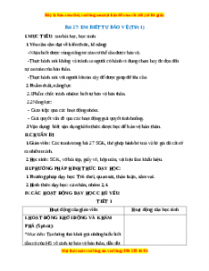 Giáo án TNXH 1 Chân trời sáng tạo Em biết tự bảo vệ
