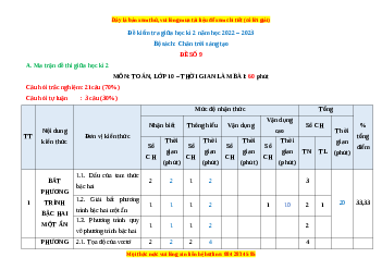 Đề thi giữa học kì 2 Toán 10 Chân trời sáng tạo có đáp án (Đề 9)