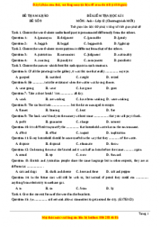 Đề thi học kì 1 Tiếng anh 12 năm 2022 - 2023 (Đề 9)