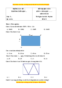 Đề thi cuối kì 2 Toán lớp 3 Chân trời sáng tạo - Đề 8