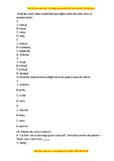 Bộ 15 đề thi cuối kì 2 Tiếng Anh 6 Right on có đáp án