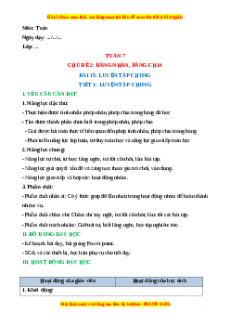 Giáo án Tuần 7: Luyện tập chung Toán 3 Kết nối tri thức