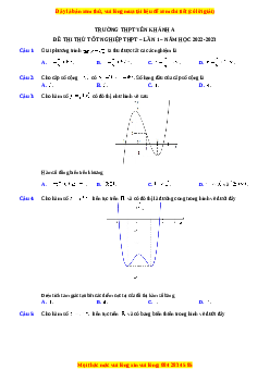 Đề thi thử Toán trường Yên Khánh A lần 1 năm 2023
