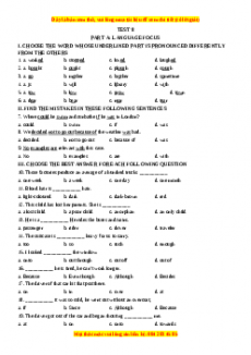 Test 8 - Bộ đề bồi dưỡng học sinh giỏi tiếng Anh toàn diện lớp 6 - Giáo viên Linh Đan