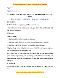 Giáo án Toán 7 Chân trời sáng tạo Chương 3 Bài 1: Hình hộp chữ nhật - Hình lập phương