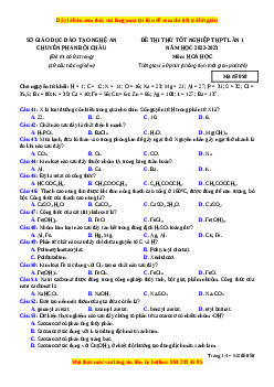 Đề thi thử Hóa học trường Chuyên Phan Bội Châu lần 1 năm 2023