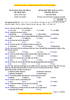 Đề thi thử Hóa học Sở Sơn La lần 1 năm 2023