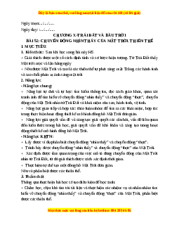 Giáo án Bài 52 KHTN 6 Kết nối tri thức (2024): Chuyển động nhìn thấy của mặt trời. Thiên thể
