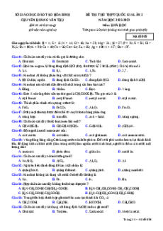 Đề thi thử Hóa học trường Chuyên Hoàng Văn Thụ lần 3 năm 2023