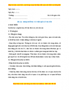 Giáo án Dinh dưỡng và hệ tiêu hóa ở người Sinh học 8 Kết nối tri thức
