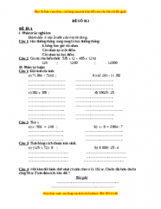 Đề thi Toán lớp 4 cuối kì 2 (Đề 13)