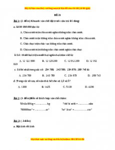 Đề thi Toán lớp 4 cuối kì 1 năm 2022 - 2023 (Đề 31)