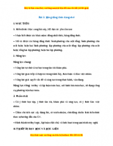 Giáo án Hằng đẳng thức đáng nhớ Toán 8 Chân trời sáng tạo