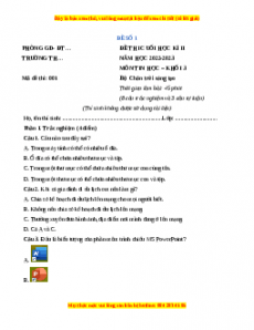 Đề thi cuối kì 2 Tin học lớp 3 Chân trời sáng tạo (Đề 1)