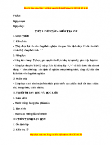 Giáo án Luyện tập, kiểm tra 15 phút Toán 9 Học kì 2