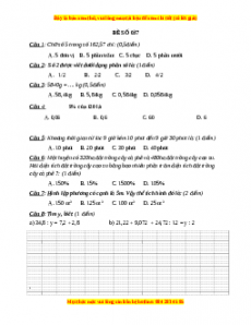 Bộ đề thi Toán 5 học kì 2 năm 2022 - 2023 - Đề 37