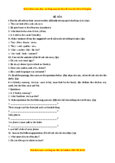 Học kỳ 2: Phần 2 Một số đề kiểm tra học kỳ 2 - Mục A- Đề số 6-Giáo viên Mai Lan Hương đầy đủ đáp án