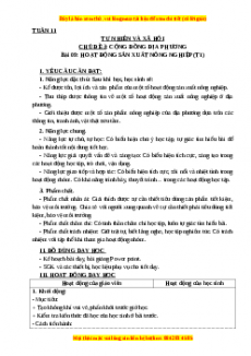 Giáo án Tự nhiên và xã hội 3 Cánh diều Bài 9: Hoạt động sản xuất nông nghiệp (Tiết1)