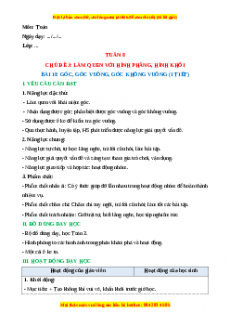 Giáo án Góc, góc vuông, góc không vuông Toán 3 Kết nối tri thức