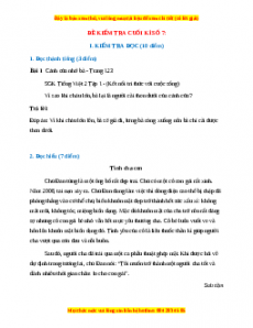 Đề thi cuối kì 1 Tiếng Việt lớp 2 Kết nối tri thức (Đề 7)