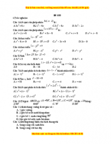 Đề thi giữa kì 1 Toán 8 năm 2023 - Đề 100