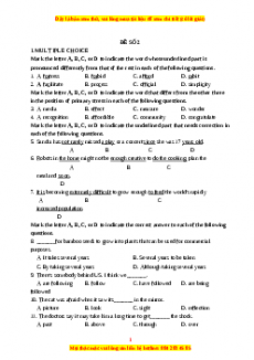 Đề thi trắc nghiệm Tiếng anh 10 năm 2022 - 2023 (Đề 2)