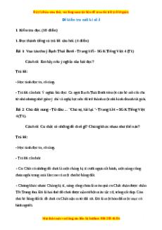 Đề thi cuối kì 1 Tiếng Việt lớp 4 (Đề 3)