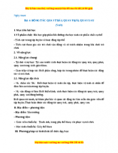 Giáo án GDTC 1 Cánh diều Động tác quay trái, quay phải, quay sau