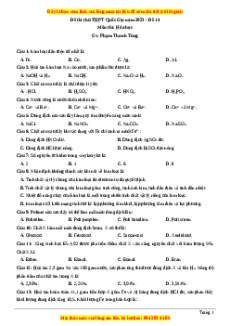 Đề thi thử THPT Quốc Gia môn Hóa có đáp án ( đề 14 ) - thầy Phạm Thanh Tùng