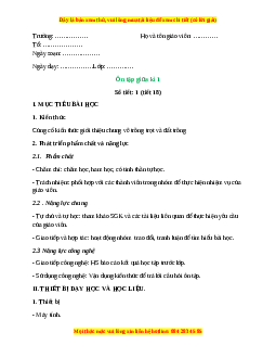 Giáo án Ôn tập giữa học kì 1 Công nghệ 10 Cánh diều