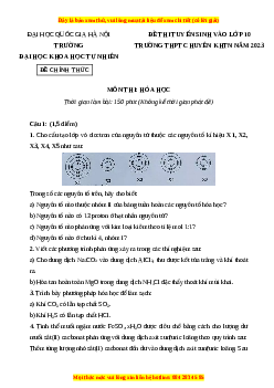 Đề thi vào 10 môn Hóa học năm 2023 Đại học Quốc Gia Hà Nội