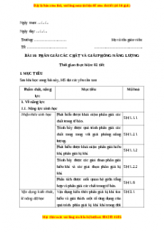 Giáo án Sinh học 10 Bài 16 (Chân trời sáng tạo): Phân giải các chất và giải phóng năng lượng