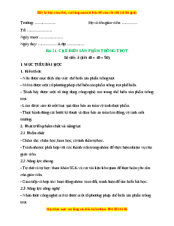 Giáo án Công nghệ 10 (Kết nối tri thức) Bài 21: Chế biến sản phẩm trồng trọt