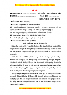 Đề thi cuối kì 2 Tiếng Việt lớp 4 (Đề 7)