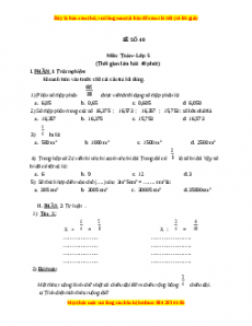 Bộ đề thi Toán 5 học kì 1 năm 2022 - 2023 - Đề 40